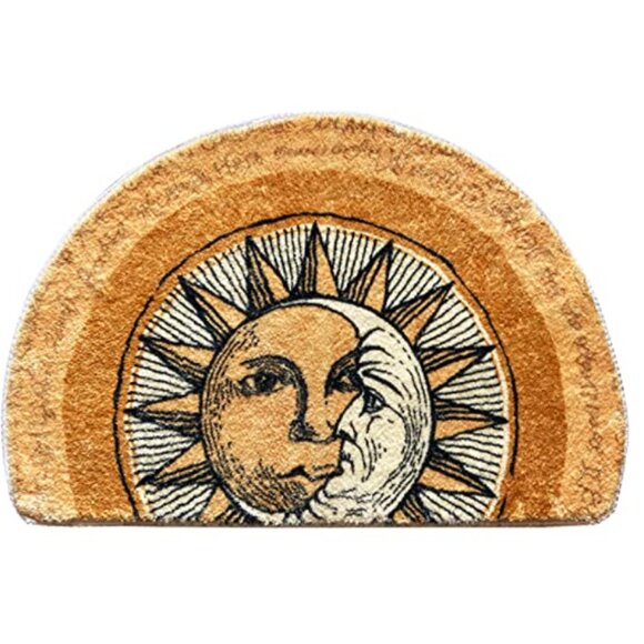 🌓 Half Round Tarot Sun & Moon Door Mat – Non-Slip, Absorbent Microfiber Rug - Picture 1 of 5